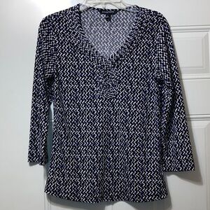 41 Hawthorn Navy and White Zigzag Long Sleeve Top XS